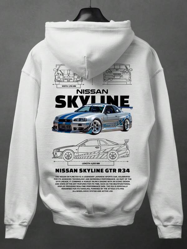 Moletom Nissan Skyline GTR R34 Estilo Streetwear Automotivo