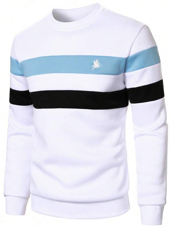 Moletom Masculino Listrado Gola Careca Casual Esportivo
