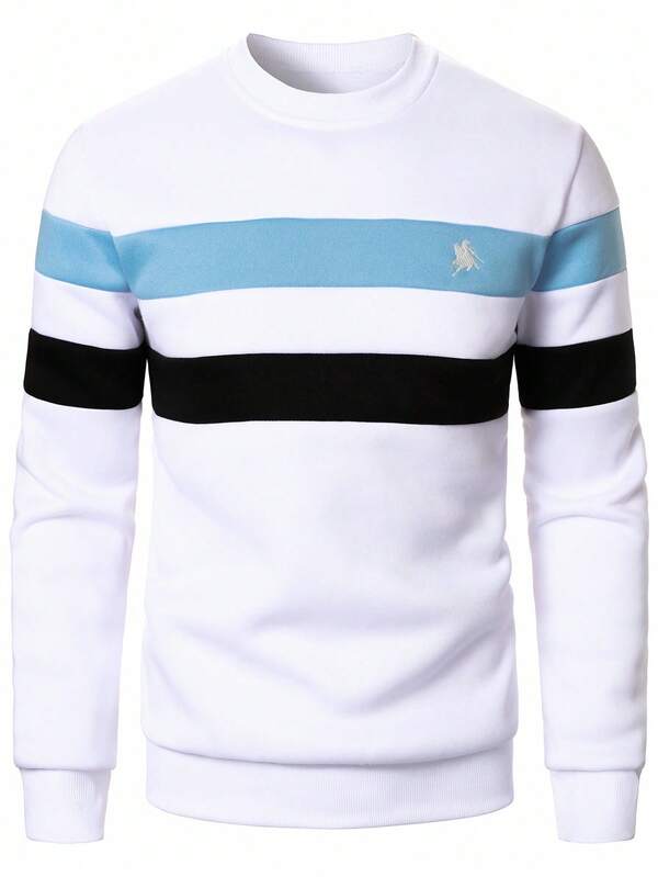 Moletom Masculino Listrado Gola Careca Casual Esportivo