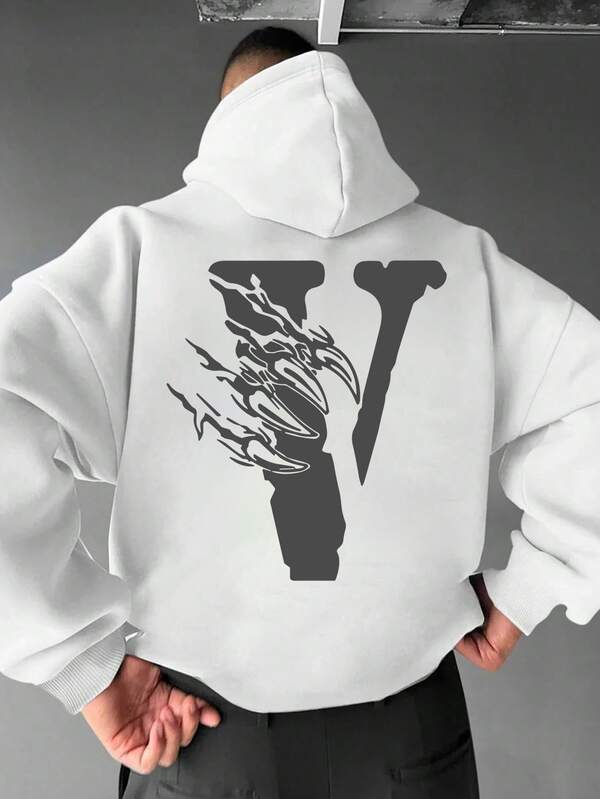 Moletom Oversized V Flame Estilo Streetwear Dark Casual