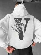 Moletom Oversized V Flame Estilo Streetwear Dark Casual