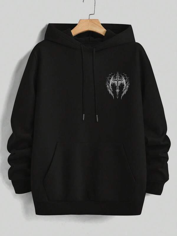 Moletom Felpado Cruz Angelical Estilo Gothic Streetwear