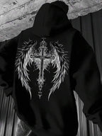 Moletom Felpado Cruz Angelical Estilo Gothic Streetwear