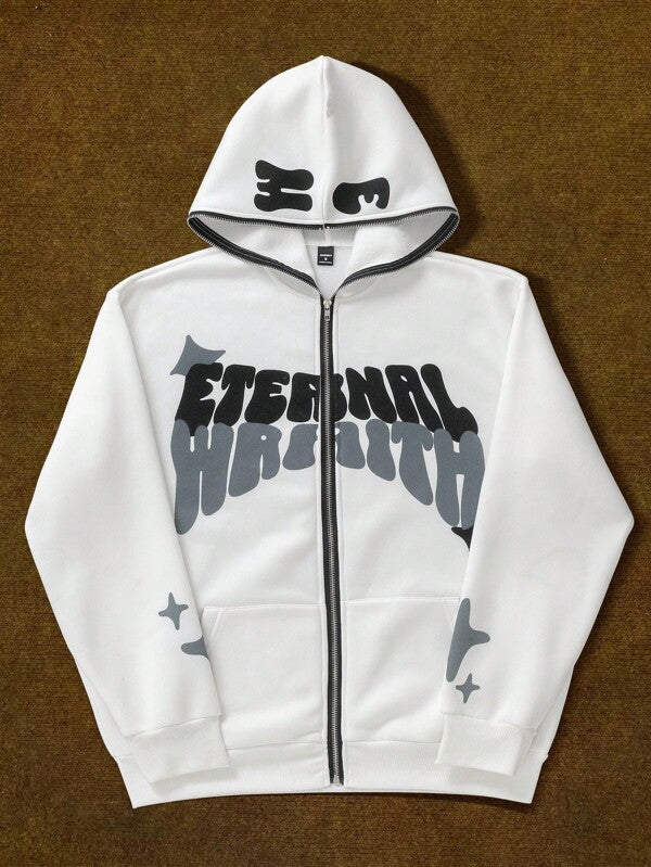 Moletom Oversized Visual Urbano Com Capuz Estampado