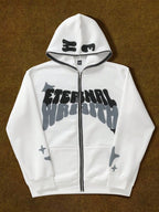 Moletom Oversized Visual Urbano Com Capuz Estampado
