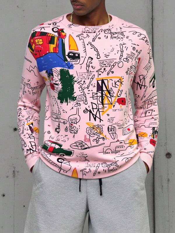 Suéter Masculino Estampado Com Botões Casual Urbano