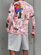 Suéter Masculino Estampado Com Botões Casual Urbano