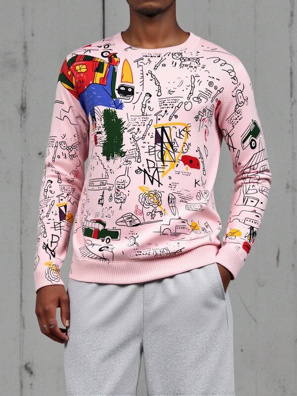 Suéter Masculino Estampado Com Botões Casual Urbano