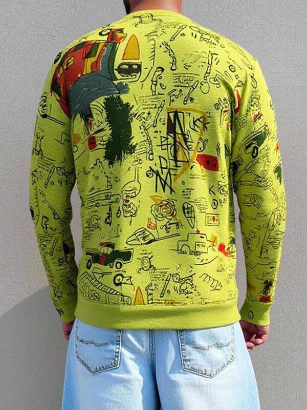 Suéter Masculino Estampado Com Botões Casual Urbano