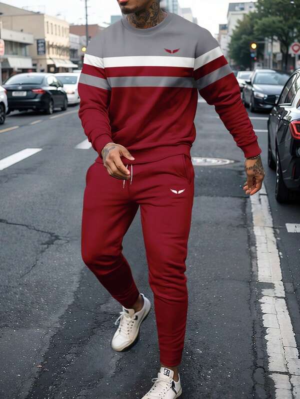 Conjunto Moletom Com Recortes Estilo Esportivo Urbano
