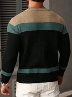 Suéter Masculino Trançado Listrado Casual Estilo Sofisticado