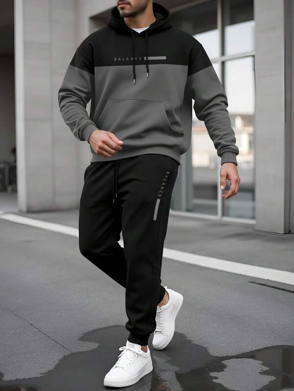 Conjunto Moletom Bicolor Com Capuz E Jogger