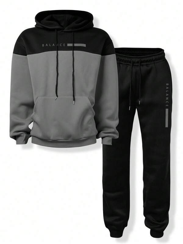 Conjunto Moletom Bicolor Com Capuz E Jogger