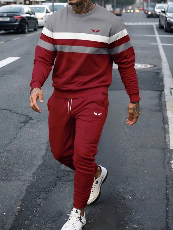 Conjunto Moletom Com Recortes Estilo Esportivo Urbano