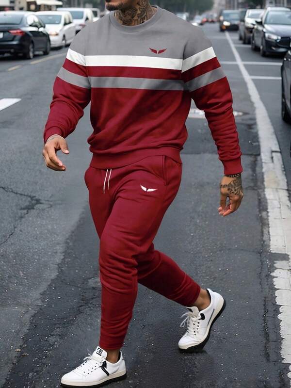 Conjunto Moletom Com Recortes Estilo Esportivo Urbano
