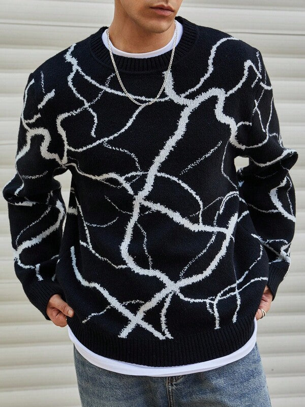 Suéter Masculino Estampado Com Botões Casual Urbano