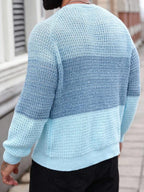 Suéter Masculino Tricot Listrado Casual Estilo Moderno