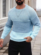 Suéter Masculino Tricot Listrado Casual Estilo Moderno