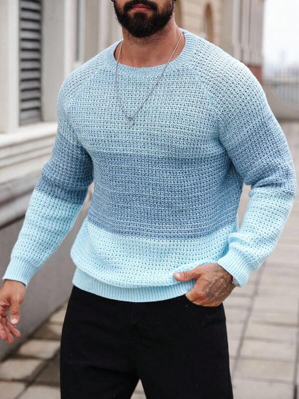 Suéter Masculino Tricot Listrado Casual Estilo Moderno