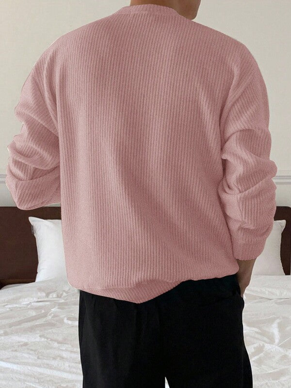 Suéter Masculino Canelado Oversized Minimalista Urbano
