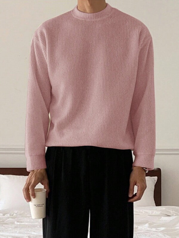 Suéter Masculino Canelado Oversized Minimalista Urbano