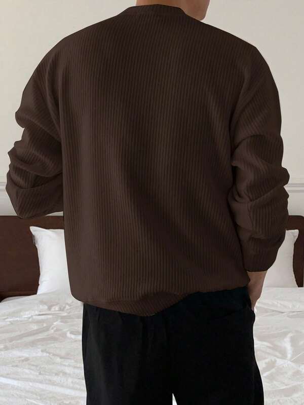 Suéter Masculino Canelado Oversized Minimalista Urbano