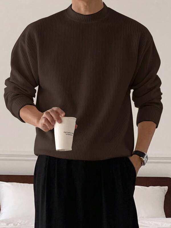 Suéter Masculino Canelado Oversized Minimalista Urbano