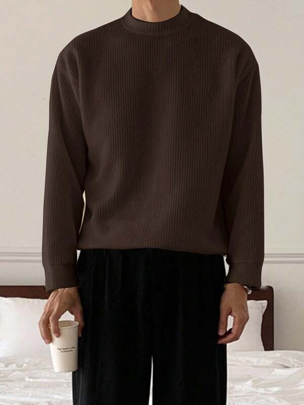 Suéter Masculino Canelado Oversized Minimalista Urbano