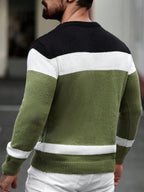 Suéter Masculino Trançado Listrado Casual Estilo Sofisticado