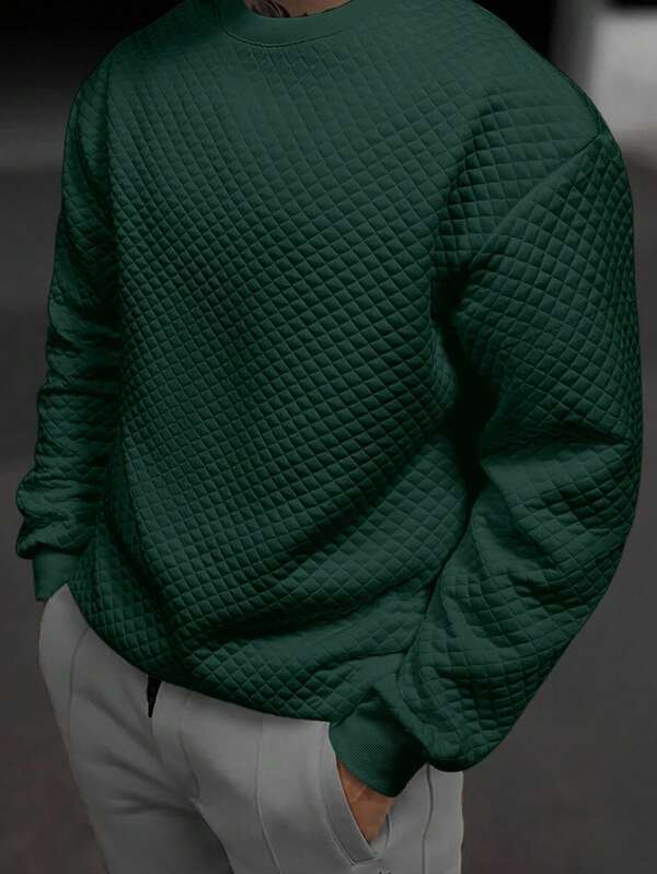 Moletom Masculino Matelassê Gola Careca Casual Minimalista