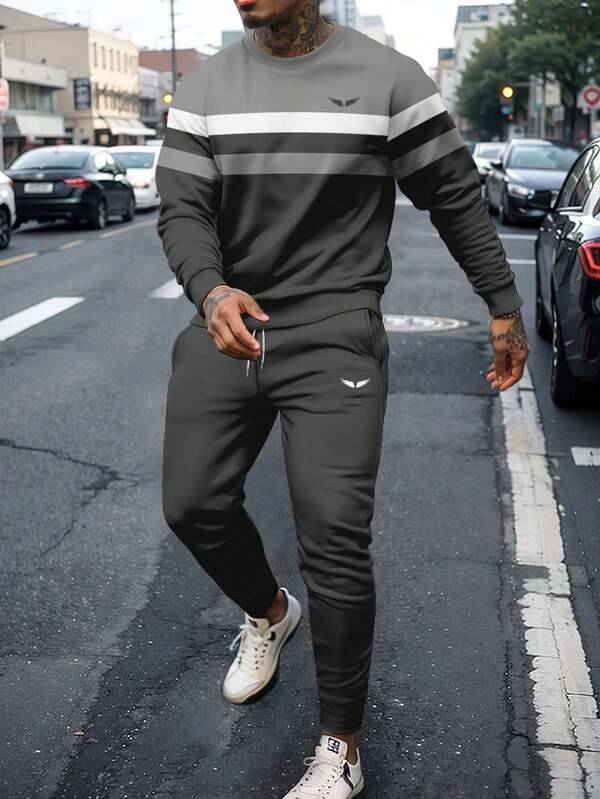Conjunto Moletom Com Recortes Estilo Esportivo Urbano