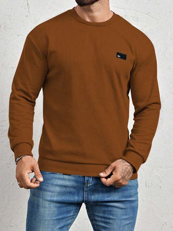 Moletom Masculino Texturizado Gola Careca Casual Moderno