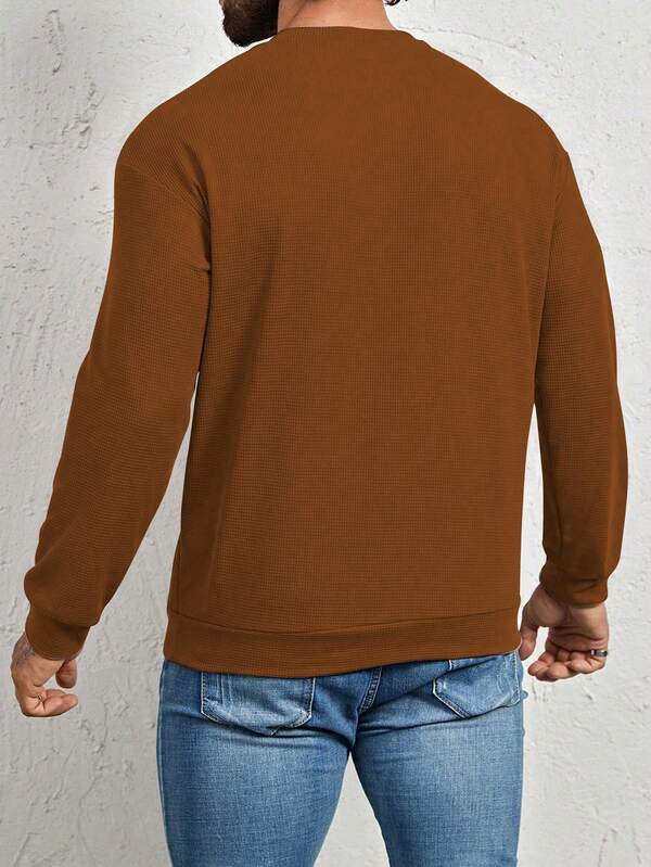 Moletom Masculino Texturizado Gola Careca Casual Moderno