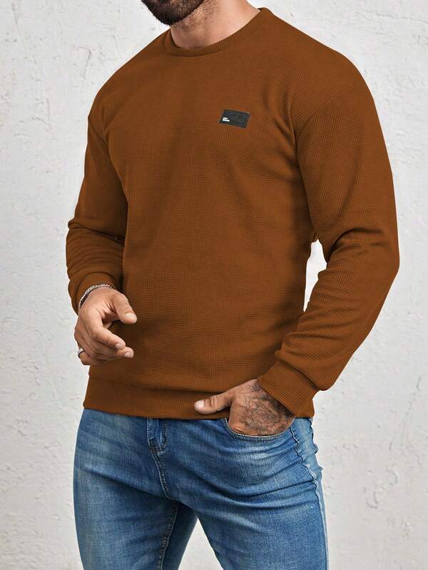 Moletom Masculino Texturizado Gola Careca Casual Moderno