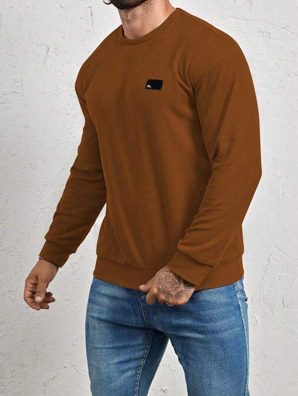 Moletom Masculino Texturizado Gola Careca Casual Moderno