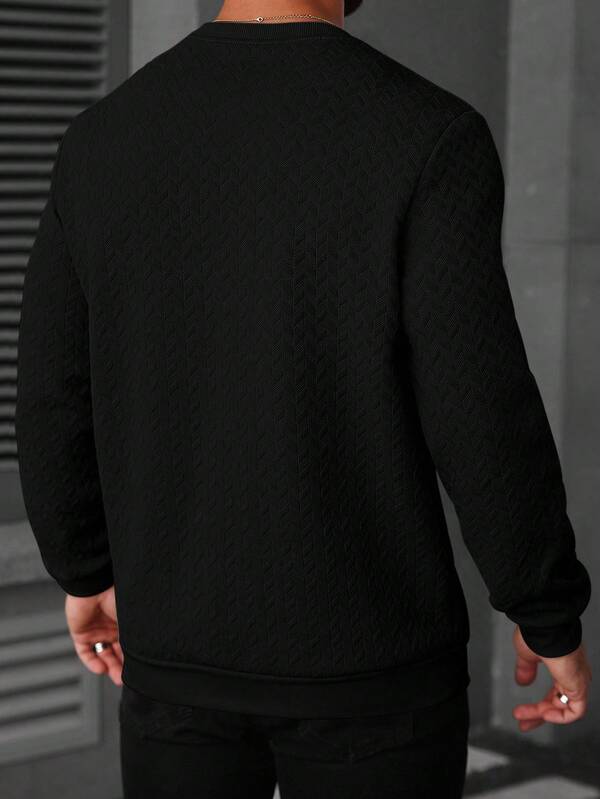 Moletom Masculino Texturizado Gola Careca Casual Elegante