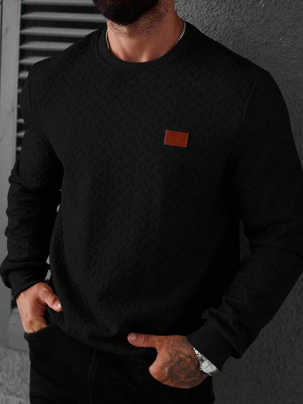 Moletom Masculino Texturizado Gola Careca Casual Elegante