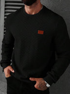 Moletom Masculino Texturizado Gola Careca Casual Elegante