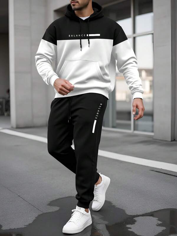Conjunto Moletom Bicolor Com Capuz E Jogger