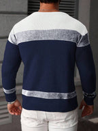 Suéter Masculino Trançado Listrado Casual Estilo Sofisticado