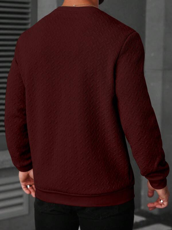 Moletom Masculino Texturizado Gola Careca Casual Elegante