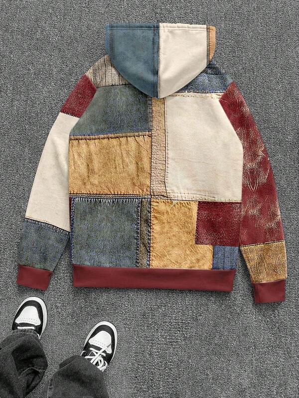 Moletom Patchwork Cruz Bordada Estilo Vintage Streetwear