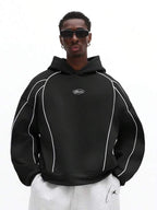 Moletom Oversized Com Recortes Estilo Streetwear Futurista