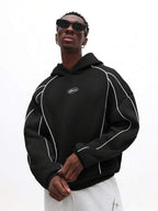 Moletom Oversized Com Recortes Estilo Streetwear Futurista