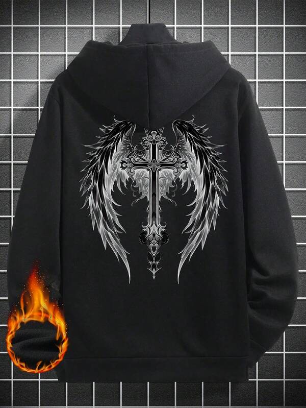 Moletom Felpado Cruz Angelical Estilo Gothic Streetwear