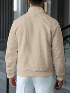 Suéter Masculino Trançado Gola Alta Com Ziper Casual Elegante