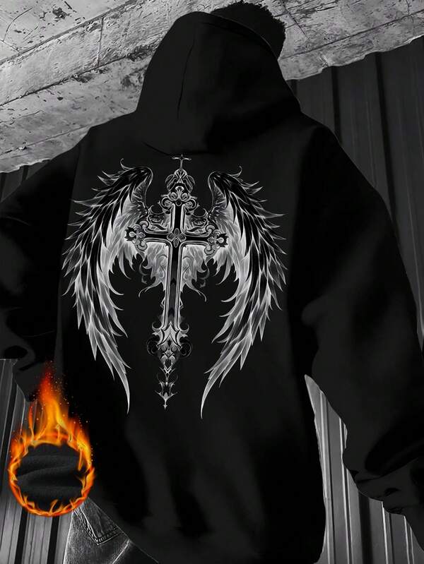 Moletom Felpado Cruz Angelical Estilo Gothic Streetwear