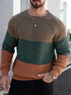 Suéter Masculino Tricot Listrado Casual Estilo Moderno