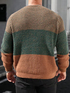 Suéter Masculino Tricot Listrado Casual Estilo Moderno