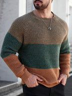 Suéter Masculino Tricot Listrado Casual Estilo Moderno